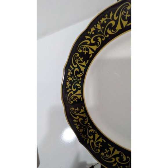 Syracuse China Black Yellow Beige Floral Dinner Plate Vintage - Picture 3 of 9